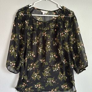 Sheer floral print blouse